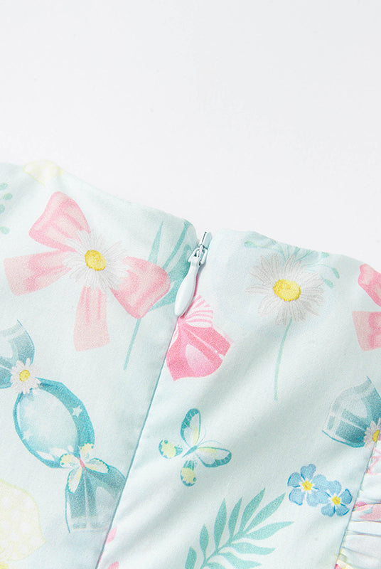 Blue print Dress set