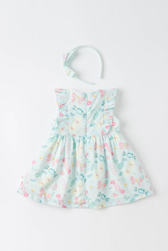 Blue print Dress set