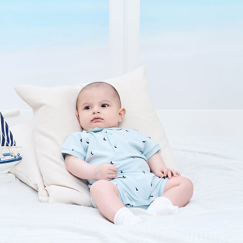 Blue polo romper