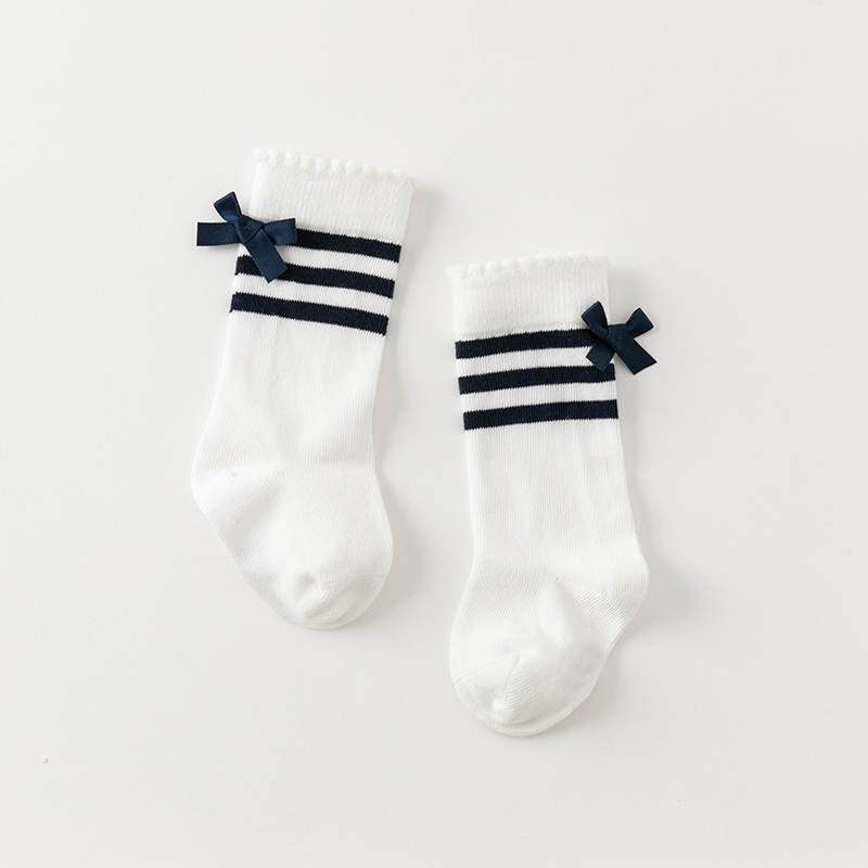 Knee high 3-stripes bow socks