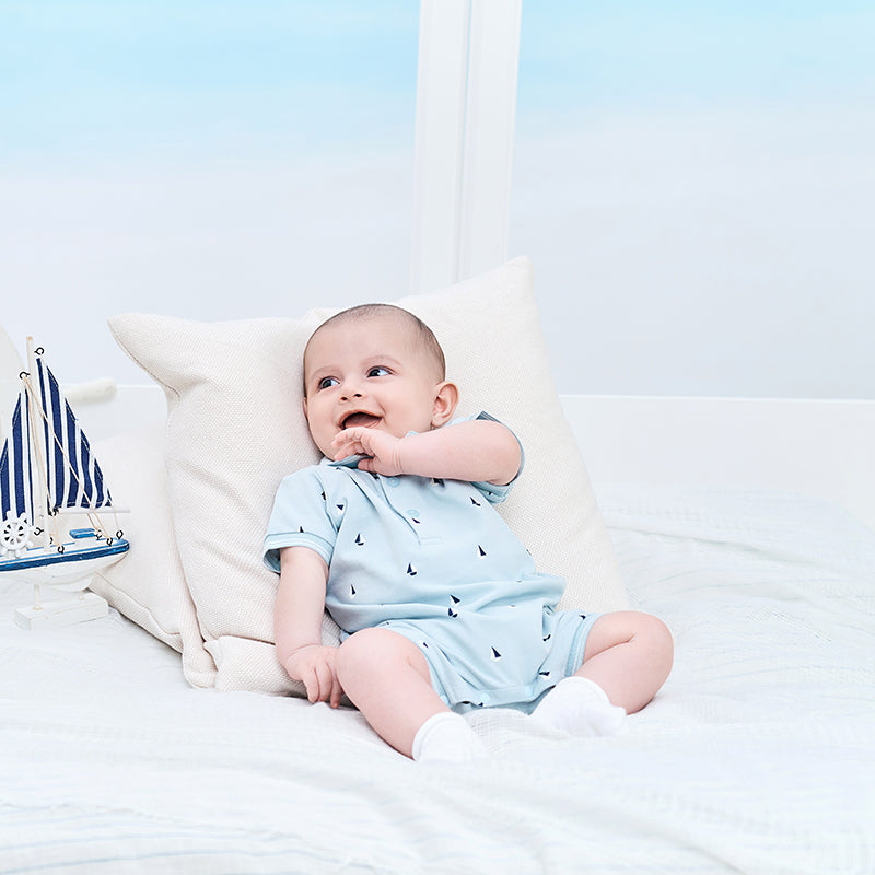 Blue polo romper