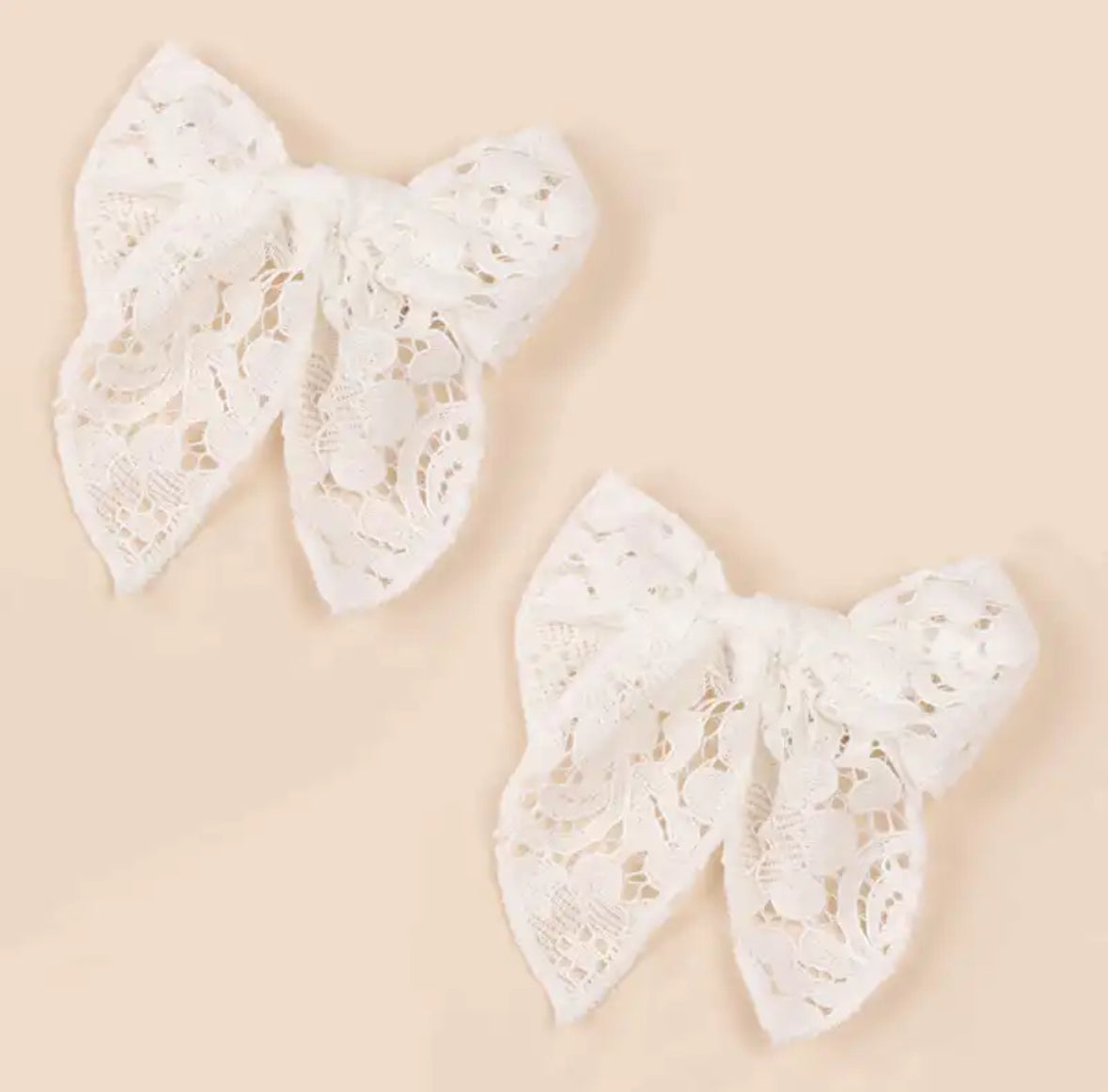 Large Lace Bow Clip Set