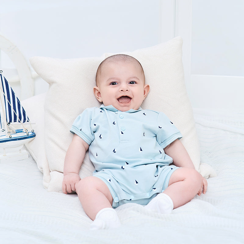 Blue polo romper