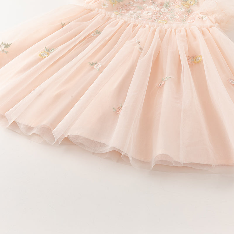 Pink floral tulle dress