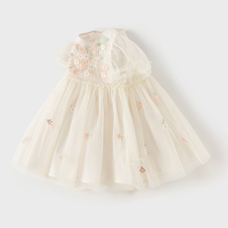 White floral tulle dress