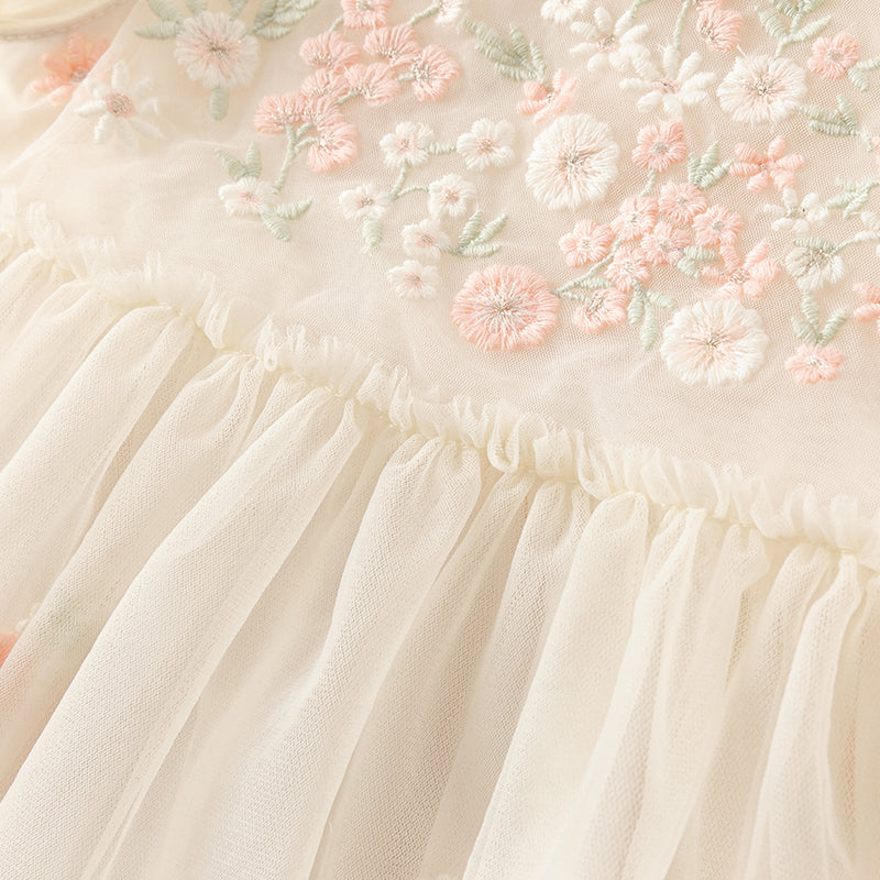 White floral tulle dress