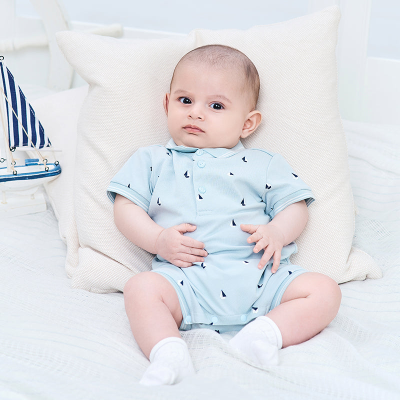 Blue polo romper