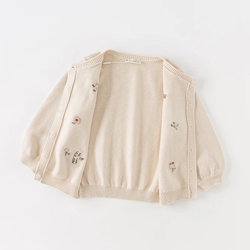 Beige Floral Cardigan