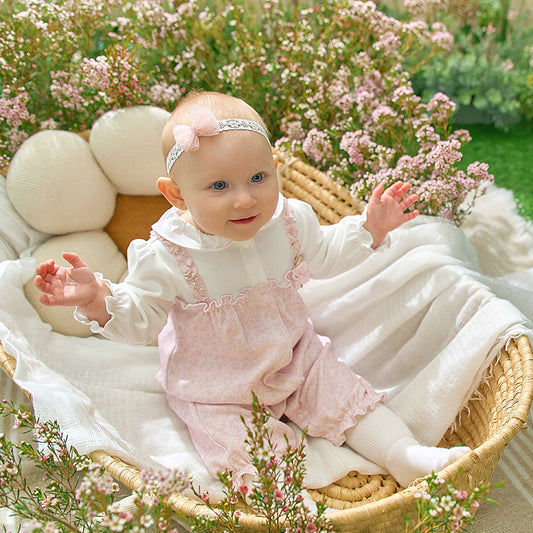 Pink floral romper