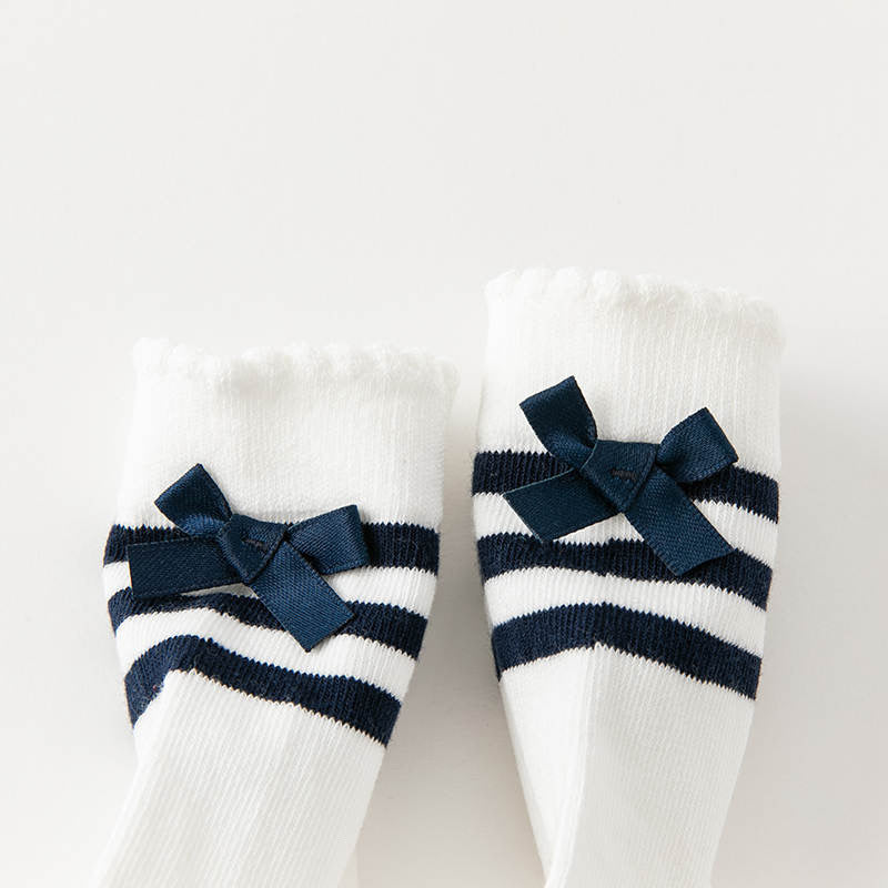 Knee high 3-stripes bow socks