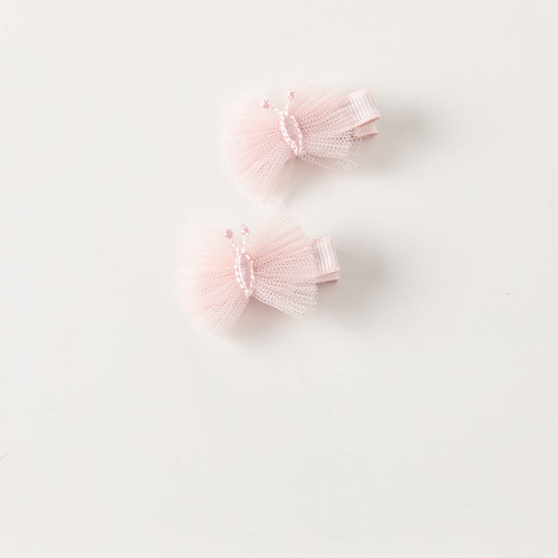 Pink Tulle Clip Set