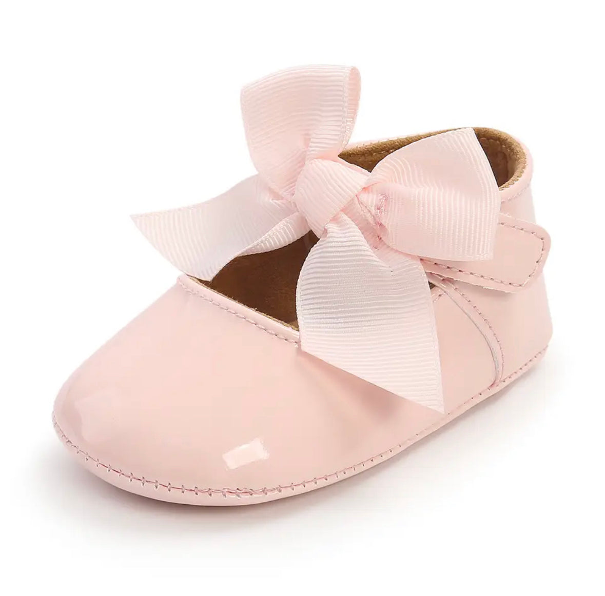 Patent baby girl anti slip shoes