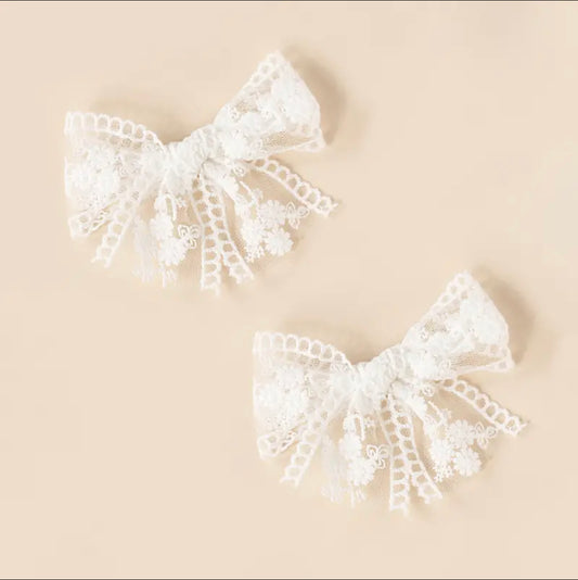 Small Lace Bow Clip (set)