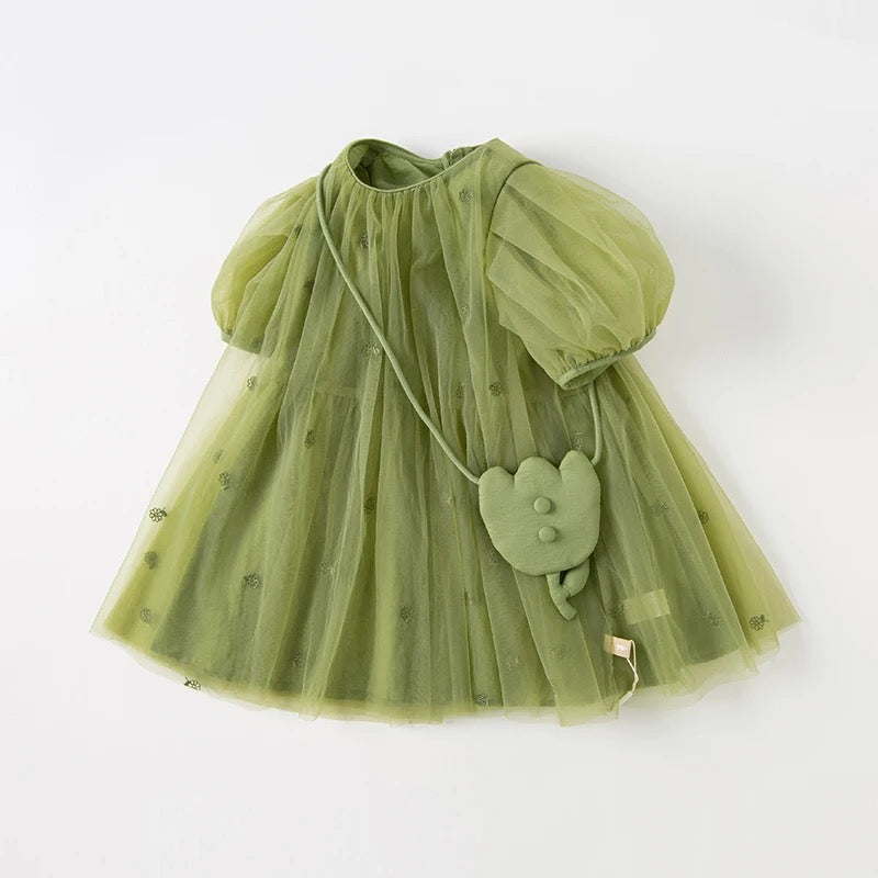 Olive Green Dress and Bag Set