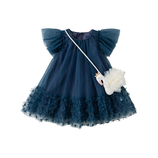 Navy Blue Swan Dress and Bag Set