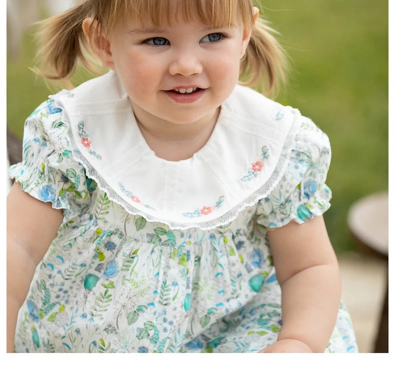 Floral Dress with Round Collar