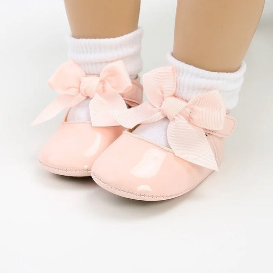 Patent baby girl anti slip shoes