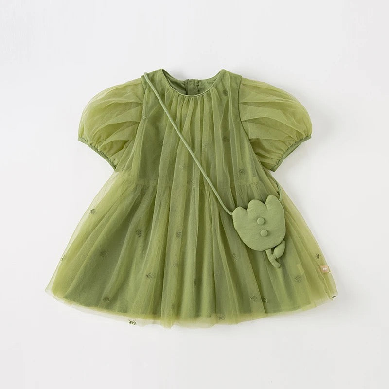 Olive Green Dress and Bag Set