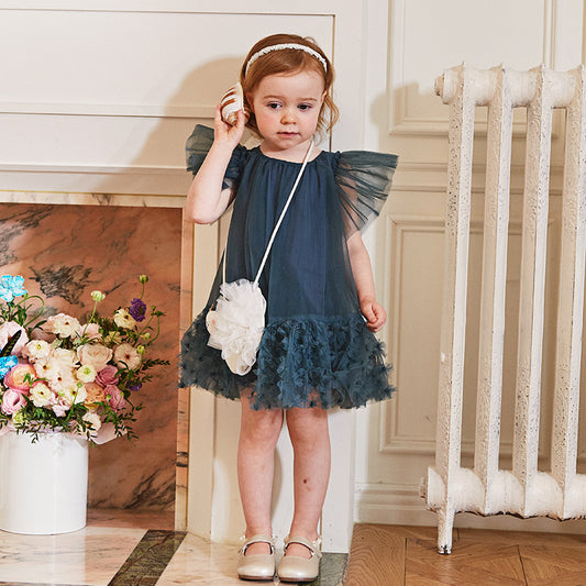 Navy Blue Swan Dress and Bag Set