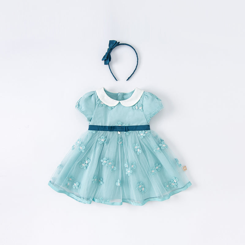 Lake Green Tulle Party Dress and Headband Set