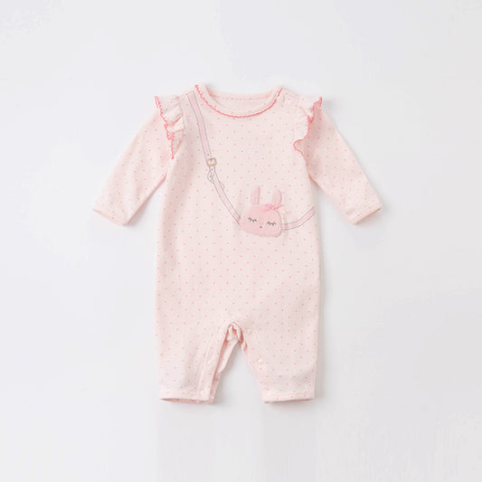 Pink rabbit purse girls romper