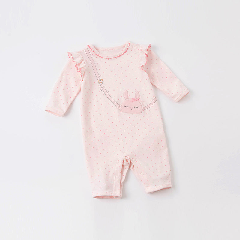 Pink rabbit purse girls romper