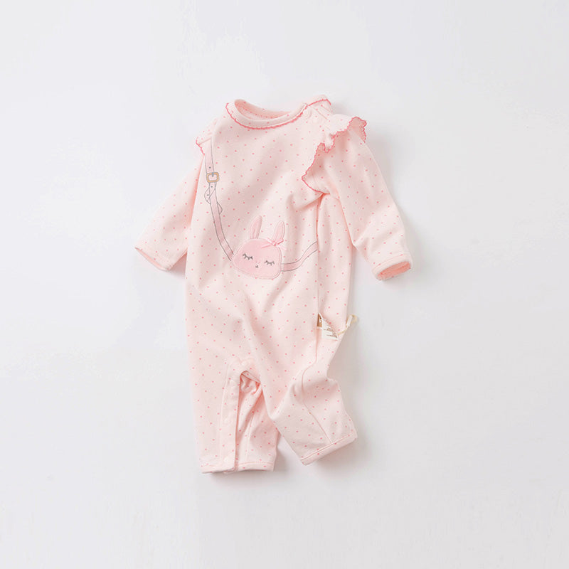 Pink rabbit purse girls romper