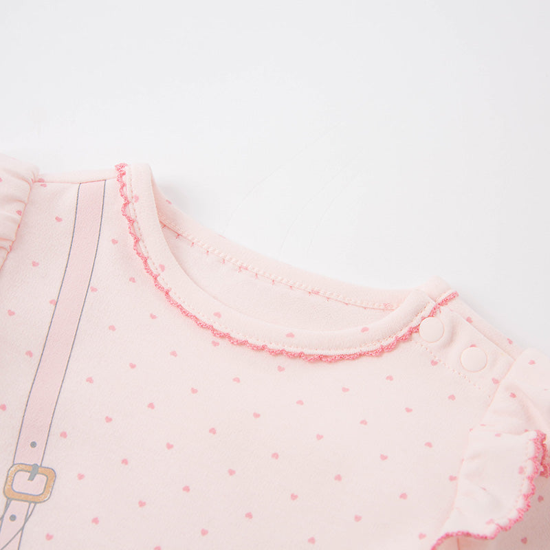 Pink rabbit purse girls romper