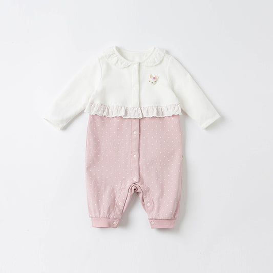 Polka dot bunny girls romper