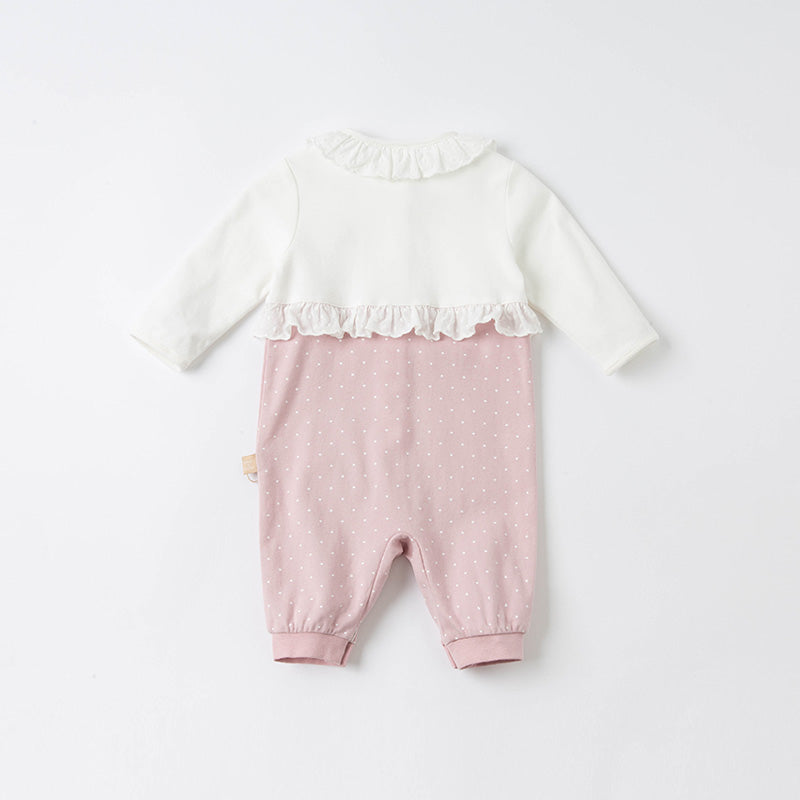 Polka dot bunny girls romper