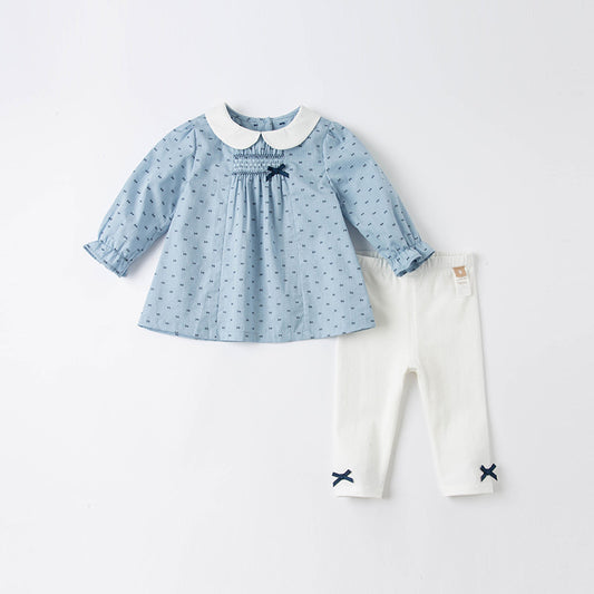 Smocked long sleeve shirt and pant Girls Pant set