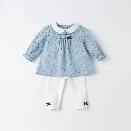 Smocked long sleeve shirt and pant Girls Pant set