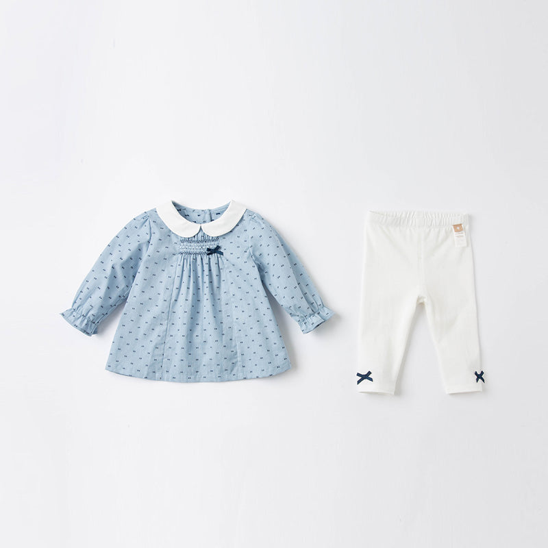 Smocked long sleeve shirt and pant Girls Pant set