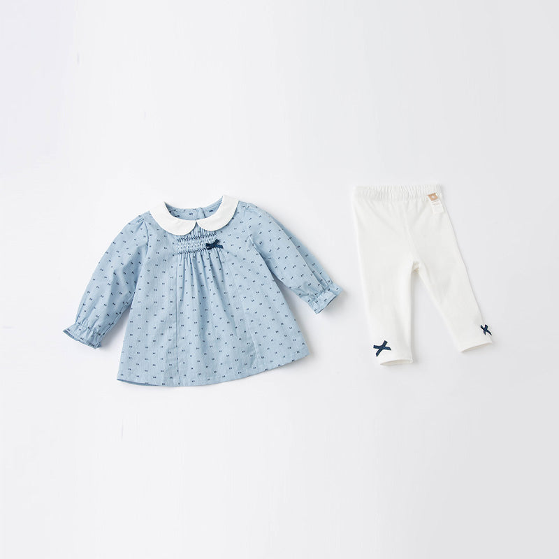 Smocked long sleeve shirt and pant Girls Pant set