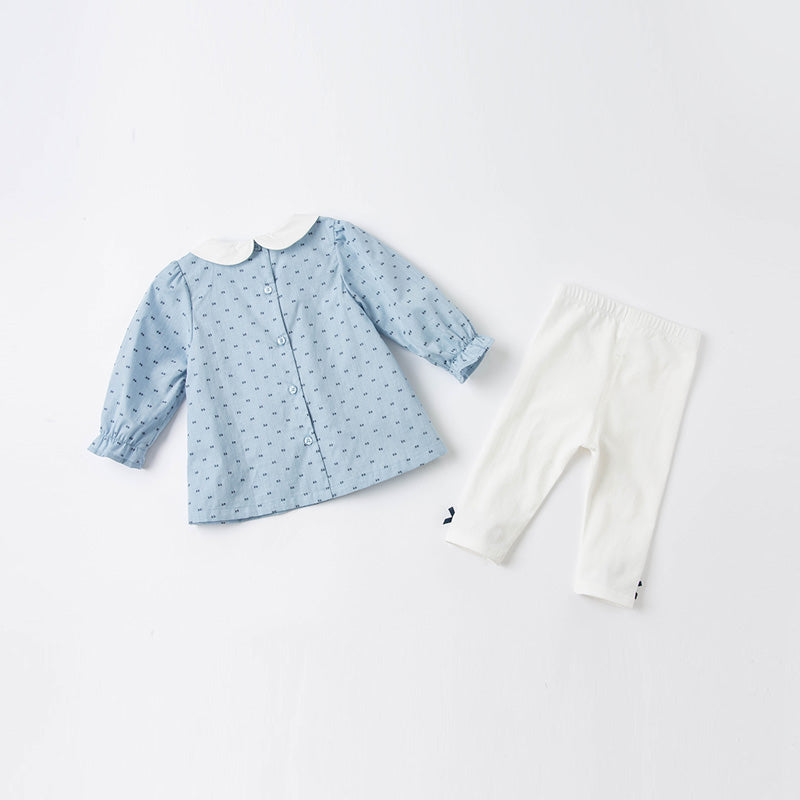 Smocked long sleeve shirt and pant Girls Pant set