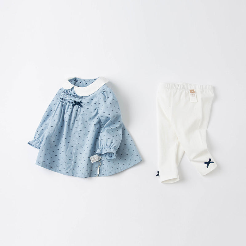 Smocked long sleeve shirt and pant Girls Pant set