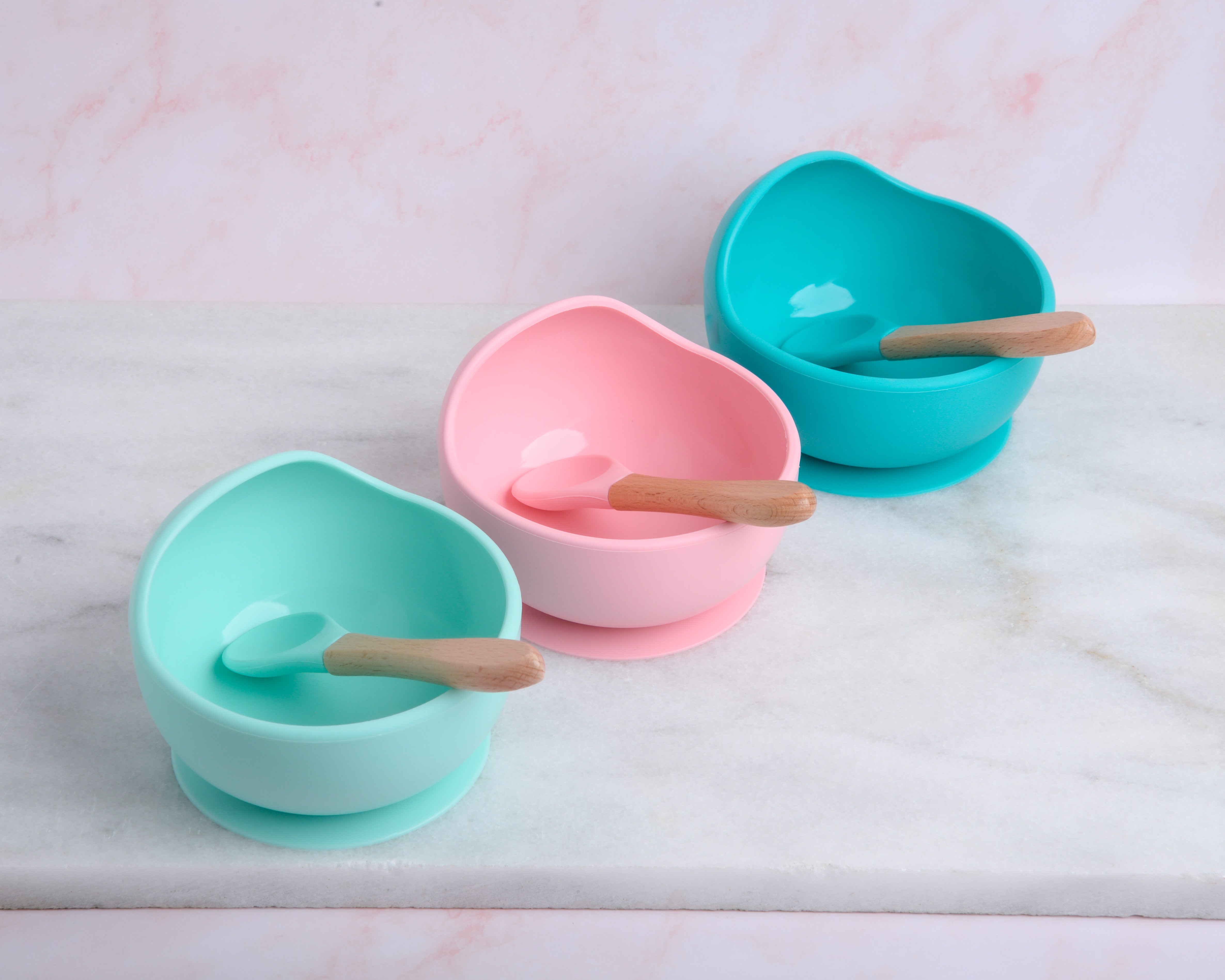 BPA Free Silicone Bowl and Spoon Set-Mint