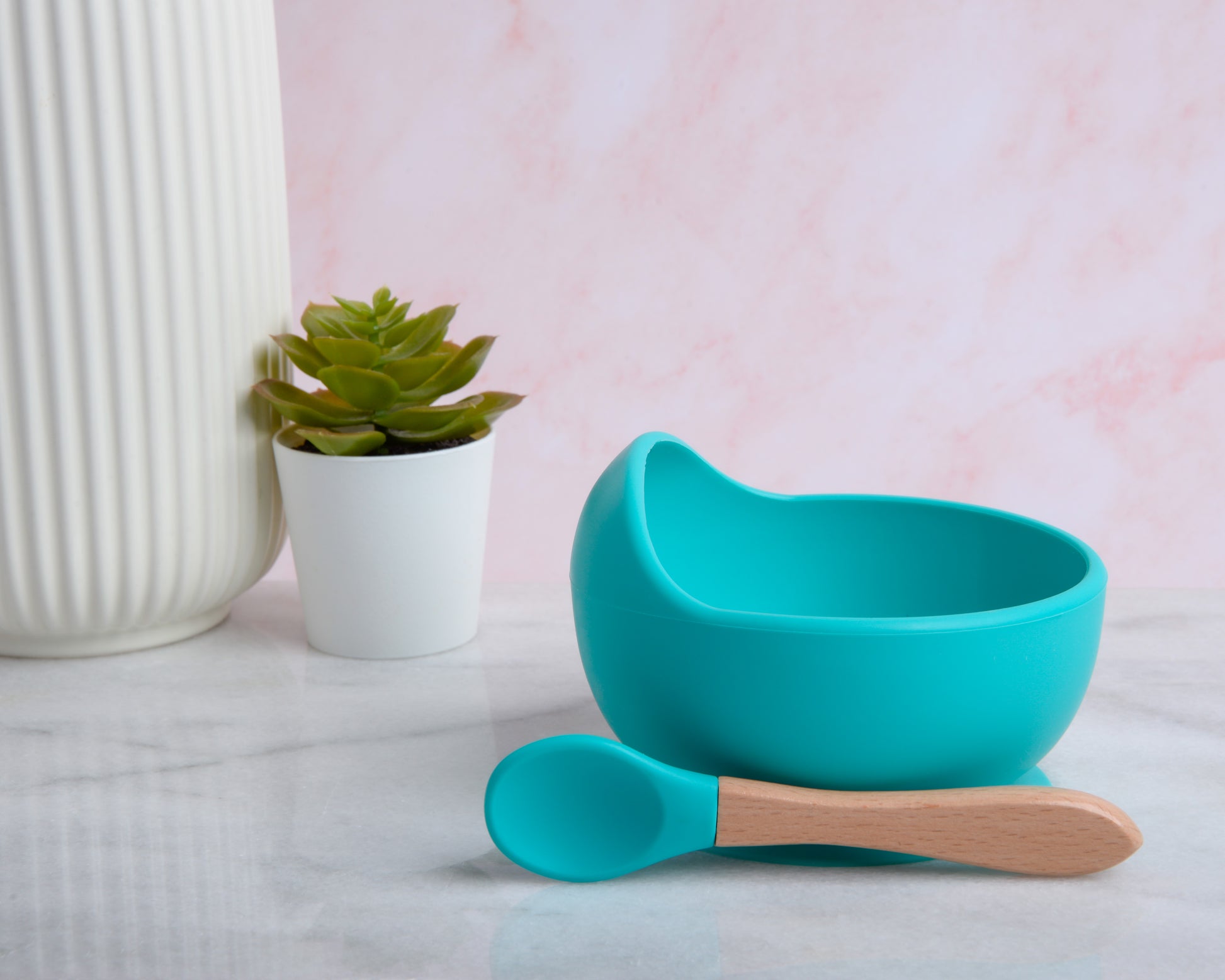 BPA Free Silicone Bowl and Spoon Set-Mint