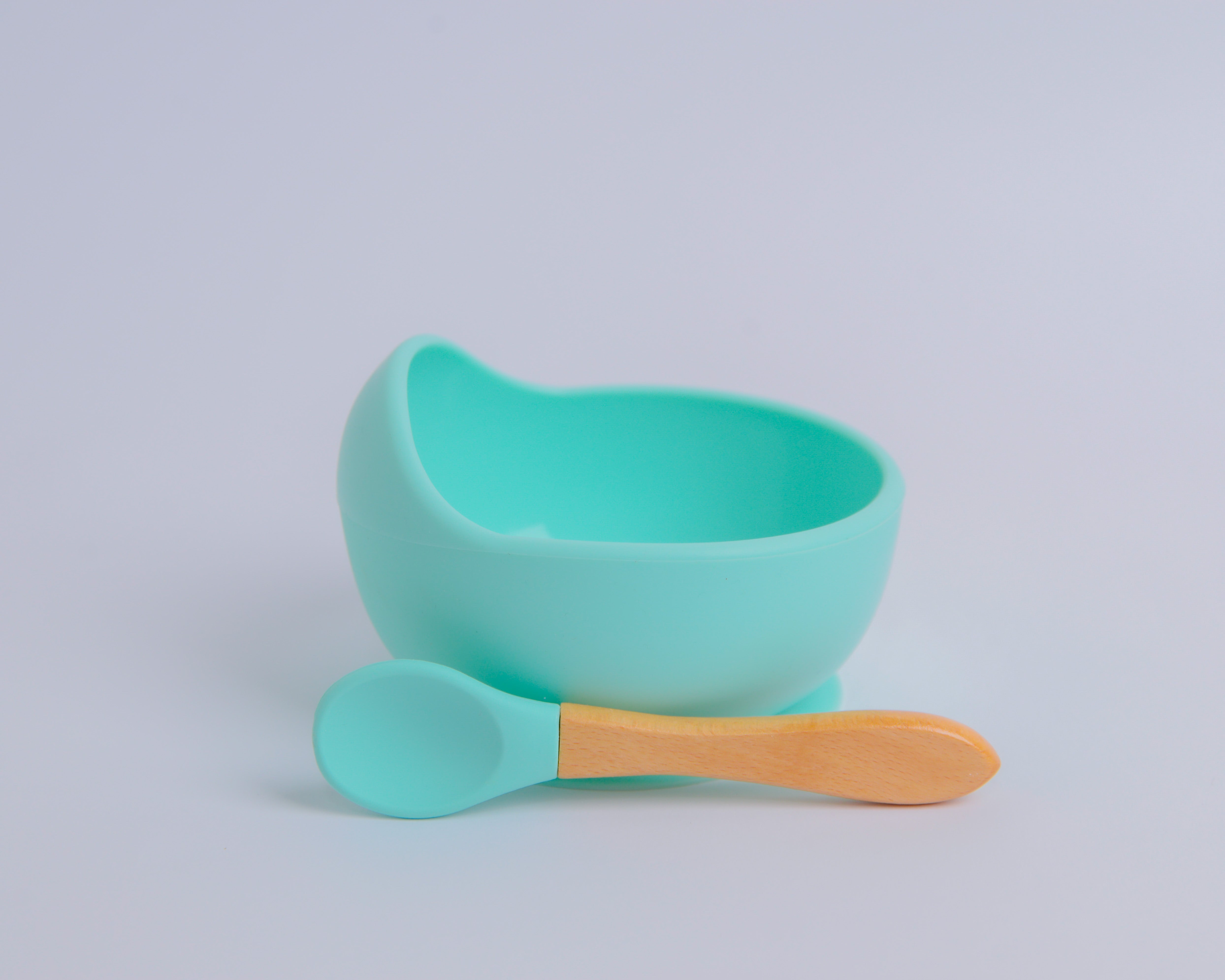 BPA Free Silicone Bowl and Spoon Set-Mint