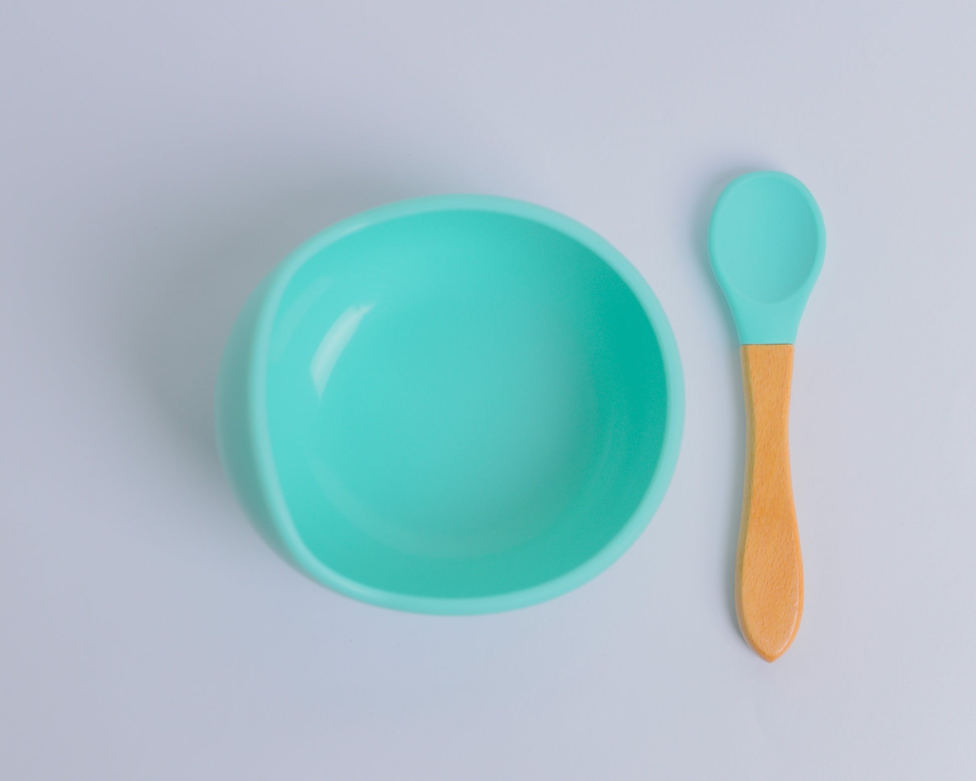 BPA Free Silicone Bowl and Spoon Set-Mint