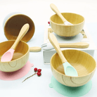 Wooden Feeding Bowl and Spoon Set-Pink