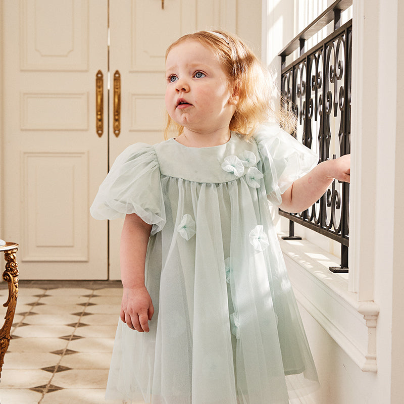 Green Tulle Flowers Dress