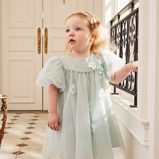 Green Tulle Flowers Dress