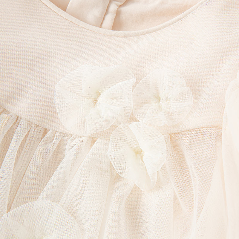 Cream Tulle Flowers Dress