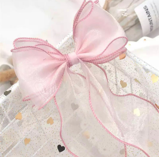 Large Organza hair bow barrettes