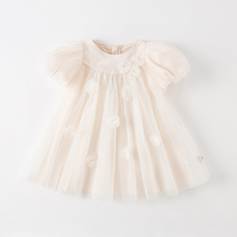 Cream Tulle Flowers Dress