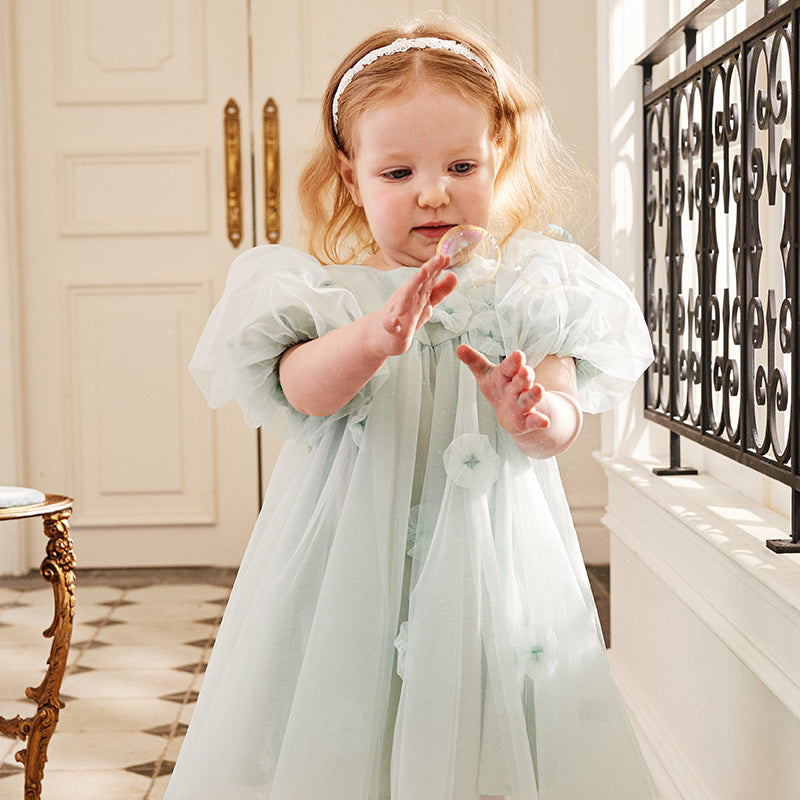 Green Tulle Flowers Dress