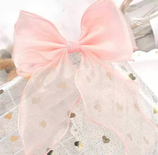 Large Organza hair bow barrettes