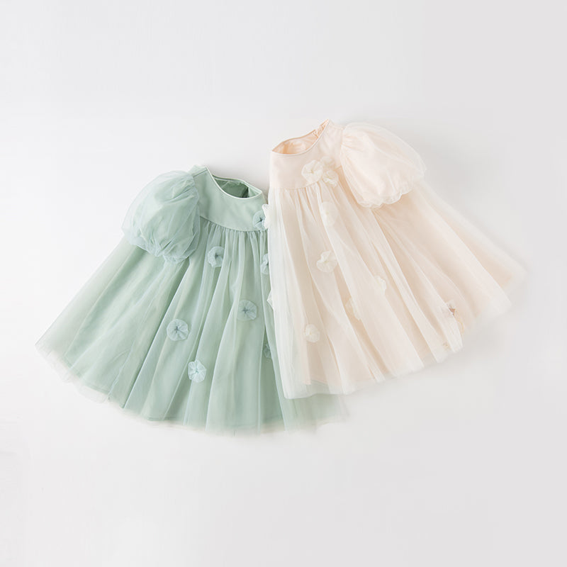 Cream Tulle Flowers Dress