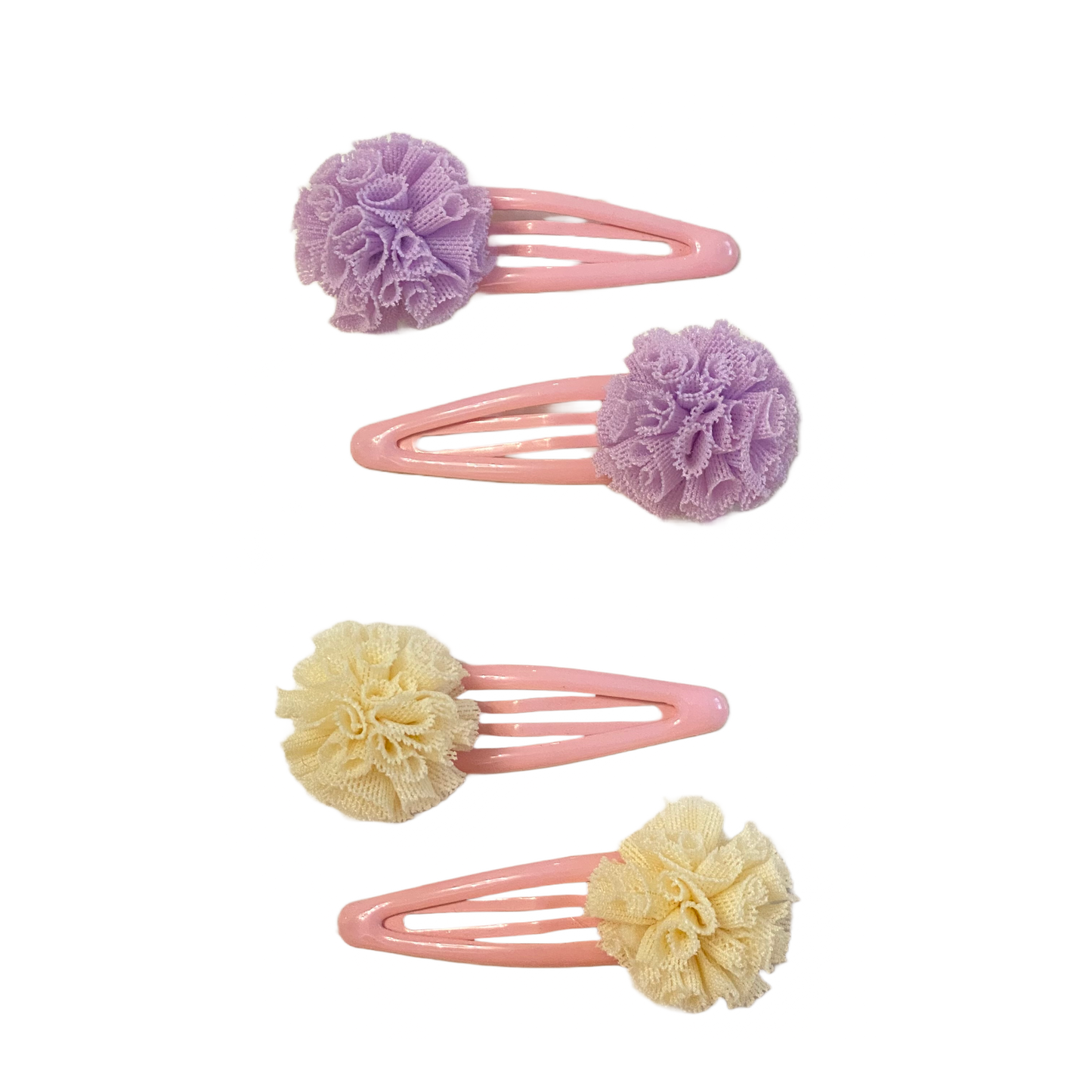 Tulle Pom Pom 4-piece clip set